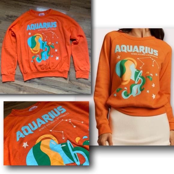Anthropologie Midnight Rider Zodiac Sweatshirt Aquarius ♒️ Size-S NWOT - Picture 11 of 13